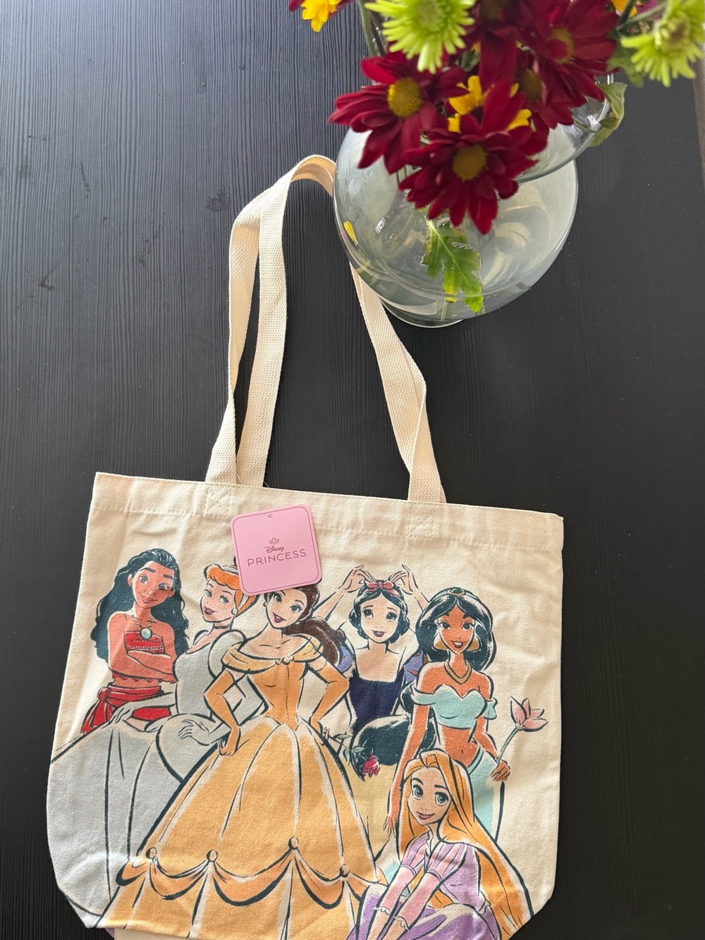 Disney Canvas Tote Bag in Cream with Multicolor Princess Print